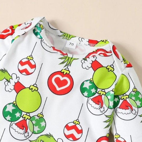 Grinch Who Stole Christmas Baby Boy Fur Overalls Outfit Set - Picture 3 of 6